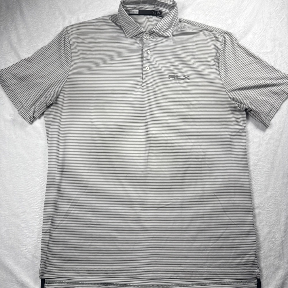 RLX Ralph Lauren Polo Shirt Mens Large Short Sleeve Striped Golf Poly Stretch